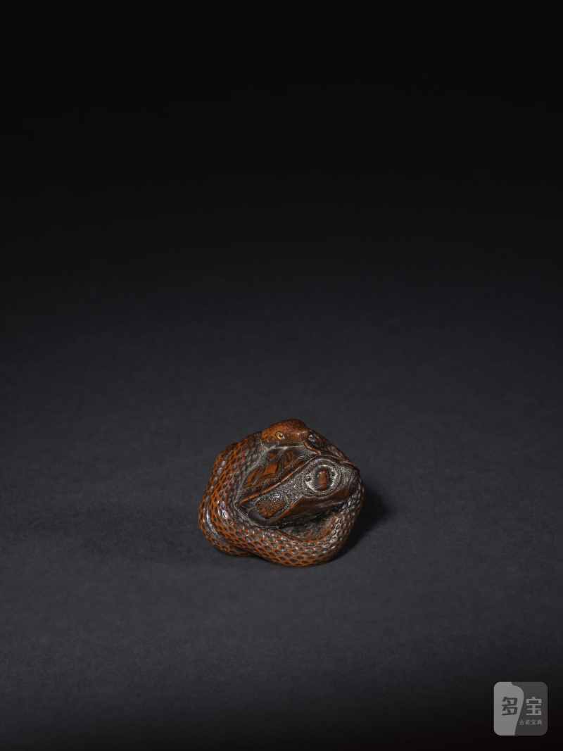 木彫根付 蛇と亀 銘「正一」 19世紀 | NETSUKE EN BOIS REPRÉSENTANT UN SERPENT ET UNE TORTUE - 图10